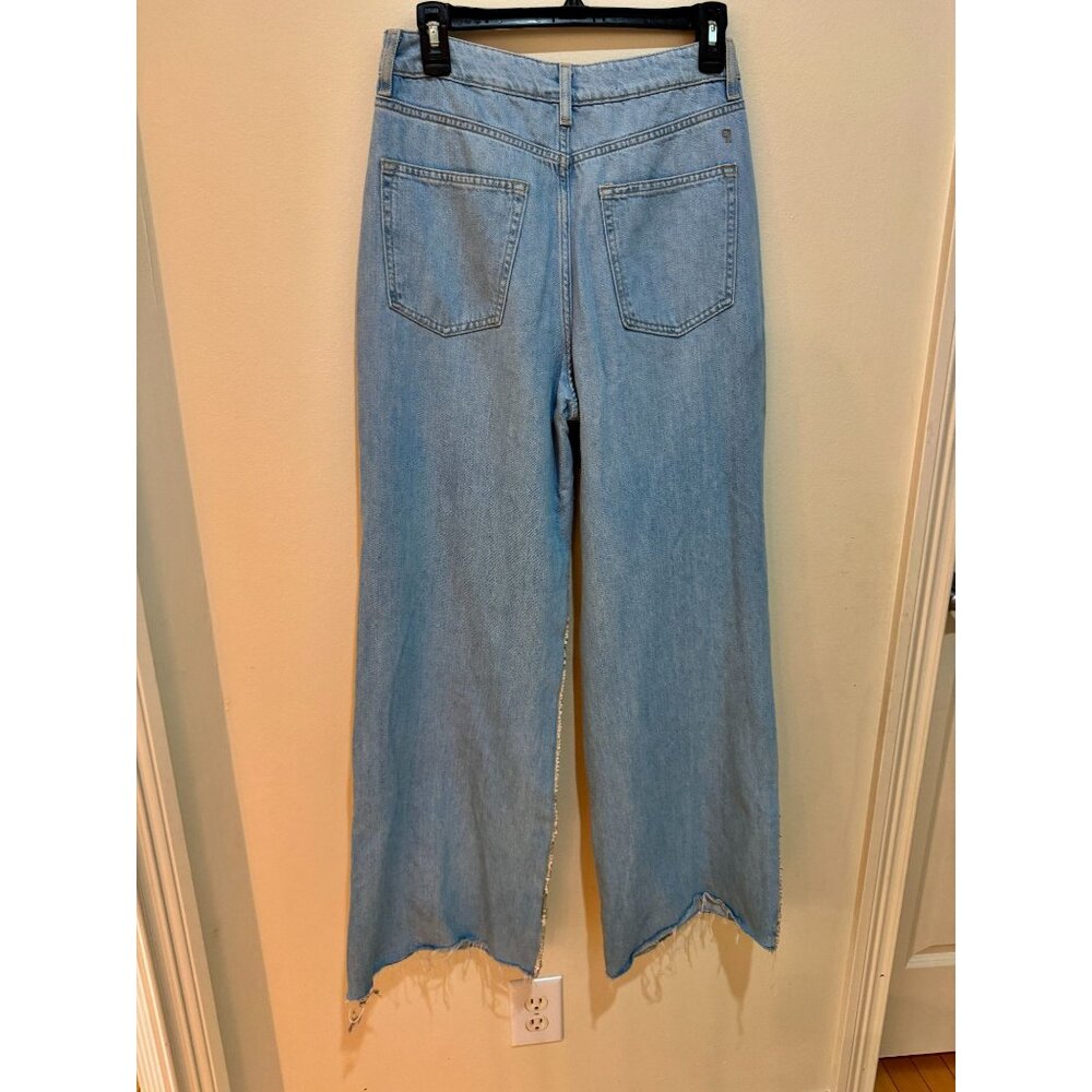 Pilcro High Rise Wide Leg Sequin Skater Jeans 100% Cotton Denim & Embellishments - Picture 8 of 11